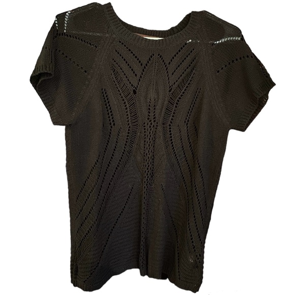 Vintage Womens Fever Brand Knitted Short Sleeve Round Neck Blouse Top Large - Picture 1 of 4